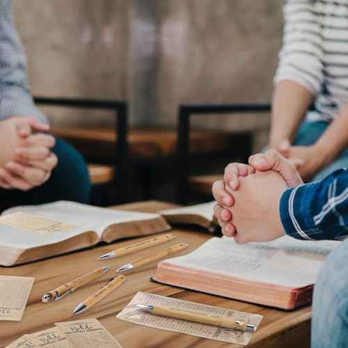 200 Sets Clergy Appreciation Day Gift Christian Religious Bookmarks Bible Verse Bamboo Pens 2'' x 6'' Emergency Numbers Scripture Bookmarks Bulk Religious Feast of The Assumption Favors