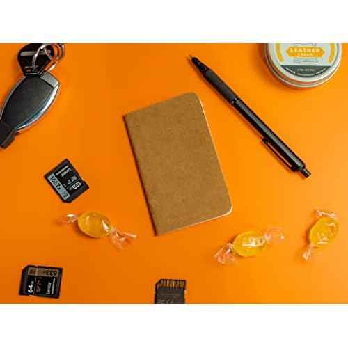 olpr. Pocket Notebook, 2 Pack Softcover Mini Journals 2.5" x 4" Kraft Brown Notebook Extra Small Memo Notepad for Men Women Kids Traveler Author 54 perforated pages