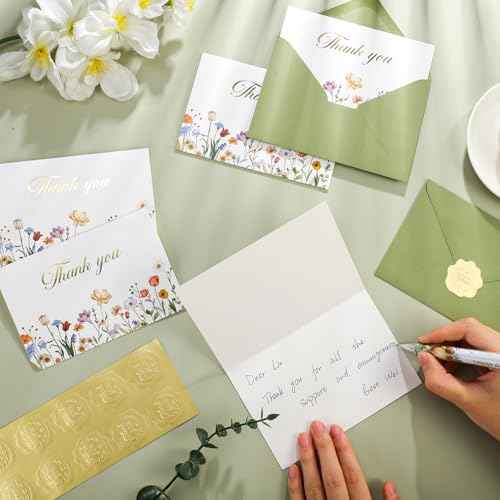 Thank You Cards with Envelopes, 50 Pack Thank You Cards Bulk Blank Card Notes with Envelopes & Stickers 4x6 Inch Greeting Card for Wedding, Baby Shower, Graduation, Bridal Shower, Business,Birthday