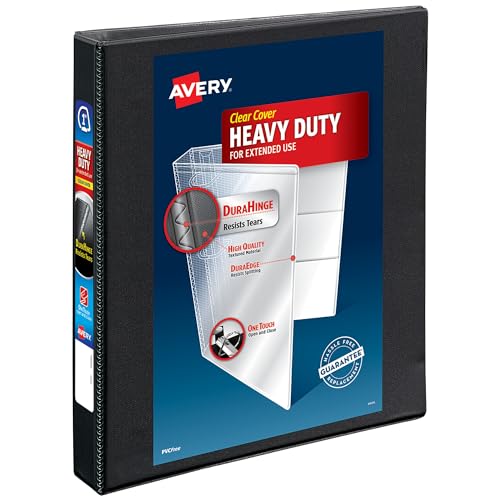 Avery Heavy-Duty View 3-Ring Binder 1 Inch Slant Rings, Black, Archival Safe