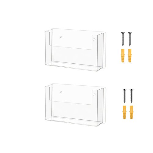 2 Pack Postcard Holder Clear Acrylic Holds 6 x 4 Inch Paper Card Display Wall Mount Single Pocket System Small Hand Out Catalog Organizer by Marketing Holders