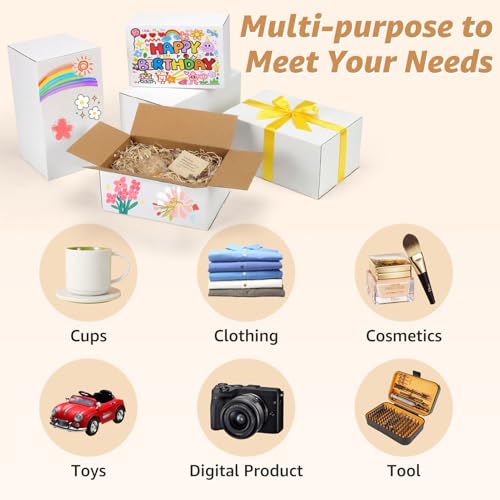 EXYGLO 30 Pack Assorted White Shipping Boxes 9x6x4, 10x7x5, 11x6x6 Inch
