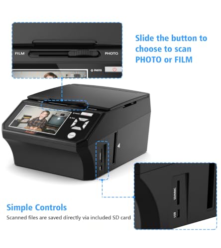 DigitPro Black Photo, Slide & Negative Scanner with 5” Large Screen
