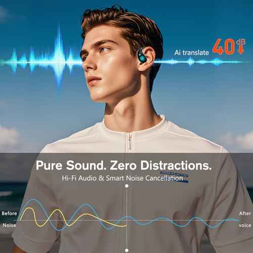 AI Translation Earbuds Real-Time, 3-in-1 Translator Earbuds 144 Languages & Accents, Open Ear Wireless Bluetooth 5.3 Headphones with 4 Modes, No Subscription, for iOS Android Travel Business, Black