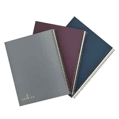 Left Handed Spiral Notebooks College Ruled [3 Pack, 100 Sheets] | 9"x11" | Thick Paper, Gold Spiral Binding, Waterproof Notebook | Trendy and Stylish for Adults, Teens, and Pre-Teens | Single Subject Spiral Notebook | Campus Notebooks