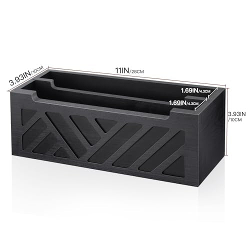 Mail Organizer Mail Holder Countertop with 2 Slots, Wood Mail Basket for Wall Table Desk, Envelope Bill Holder for Home Office Decor (Black-2)