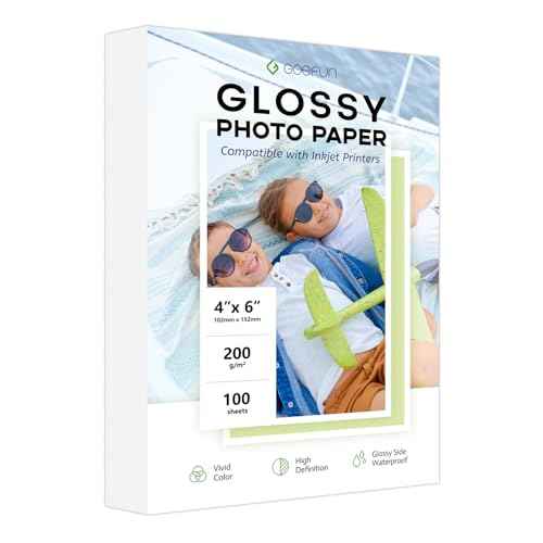 4x6 Photo Paper, Goefun 200GSM/54LB Glossy Inkjet Printer Paper for Dye Ink, 100 Sheets