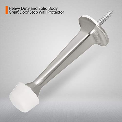 KOVOSCH 2 Pack Satin Nickel Heavy Duty Rigid Door Stops with Rubber Tips