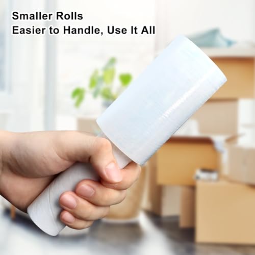 JUKFITA 2 Pack 4" × 500 ft Stretch Film with Handle - 80 Gauge Shrink Wrap Rolls