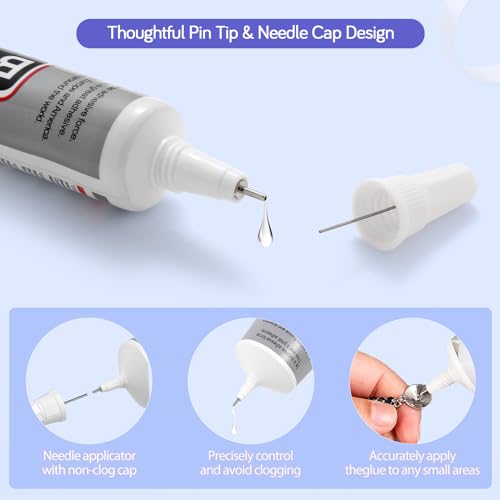 FITTDYHE 6 Pack Jewelry Glue 15ML Clear Waterproof Strong Bond for Crafts, Nails, Phone Repair