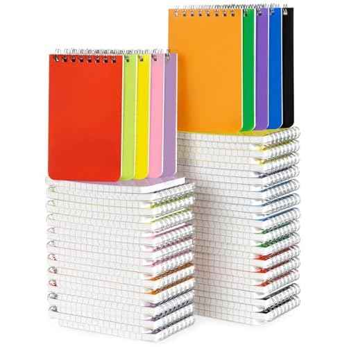 Dynta Pocket Notebook Bulk 60 Packs, 3x5 Inch Small Notepad Top Bound With Lined Pages, 10 Vibrant Colored Mini Spiral Notebooks 60Sheets/120Pages (80GSM), Memo Pads for Home, School, College, Office