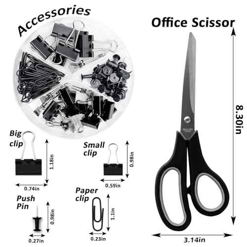 Black Desk Accessories, Rotating Pen Holder Set,Black Office Supplies with Stapler and Tape Dispenser Set, Gifts for Office Clerks,Student