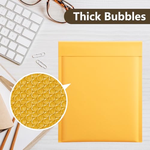 UCGOU Yellow Kraft Bubble Mailers 10.5x16 Inch 25 Pack - Usable Size 10.5x15"