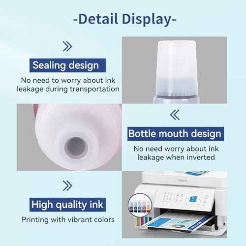 502 Ink Refill Bottles for ET-2850 ET-3850 ET-2760 Replacement for Epson 502 Ink Bottles (5 Pack) ET-3760 ET-4760 ET-4850 ST-4000 ST-2000 ET-3830 ET-3843 ET-2750 ET-3750 Printer (T502-5P)
