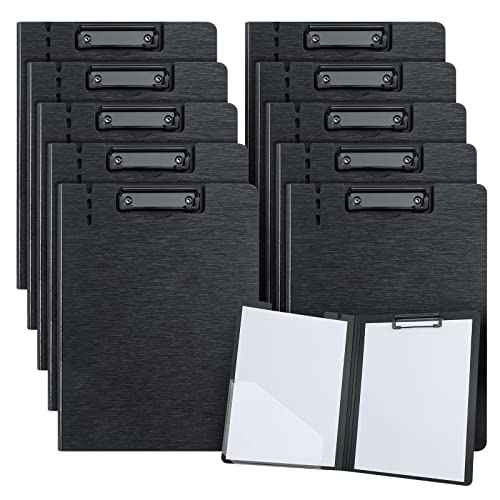 A4 Clipboard Folder,10 Pack Foldable Clipboards with Pocket for Business,Office,School or Restaurant (Black)