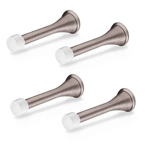 Door Stoppers for Wall ? Spring Door Stopper with Rubber Tip ? 3-1/4" ? Pack of 4 ? Doorstop ? Ideal for Home, Offices, Schools
