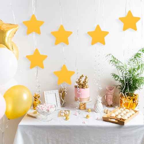 MixTeach 200 Pcs Gold Star Cutouts 4 Inch Paper Star Shapes Die Cut Yellow Double Sided Paper Star Classroom Decoration for Bulletin Board DIY Kids School Craft Projects Party Wall Decoration