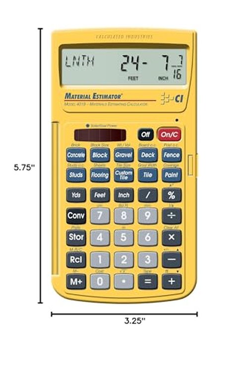 Calculated Industries 4019 Material Estimator Calculator | Finds Project Building Material Costs for DIY’s, Contractors, Tradesmen, Handymen and Construction Estimating Professionals,Yellow