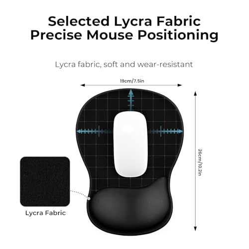 EooCoo Black Gel Wrist Support Mouse Pad with Ergonomic Rest