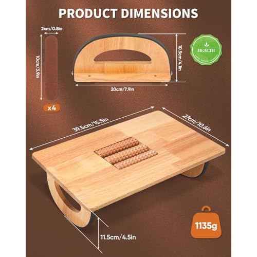 ONUEMP Foot Rest for Under Desk at Work, Wooden Small Foot Stool Footrest with Roller Massager, Ergonomic Rocking Office Footstool Desk Stool for Feet, Leg Rest Rocker Stand for Chair Computer Gaming