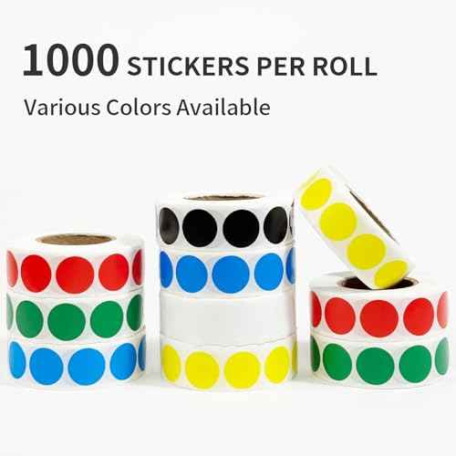 1000 PCS 3/4" White Dot Stickers Round Circle Colored Coding Labels Garage Yard Sale Dot Stickers for Toddlers, Classroom£¬Office