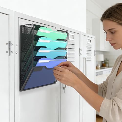Gawerk 5 Tier Magnetic Wall File Holder - Office & Home Document Organizer