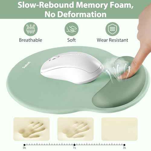 Mouse Pad and Keyboard Wrist Rest, 3-in-1 Gel Memory Foam Ergonomic Mouse Pad with Wrist Rest Set, Gaming Mousepad Arm Cushion Support for Computer Office Desk Accessories Cute Setup,Green
