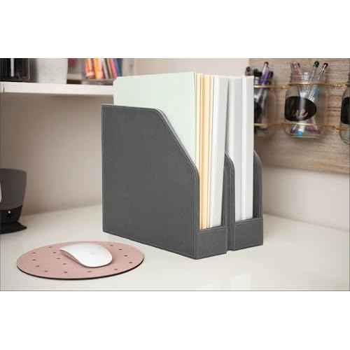 MobileVision Executive Grey Cloth Fabric Vertical File Holders - 2 Piece Combo