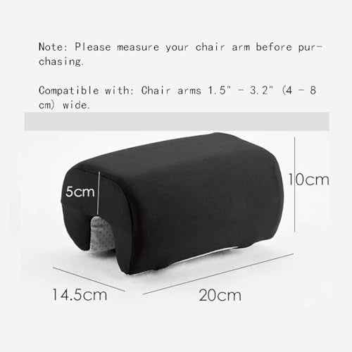Armrest Cushion for Office Chairs - Soft Elbow Support Pad with Non-Slip Bottom, Fits Most Chairs 2-Piece (Black)