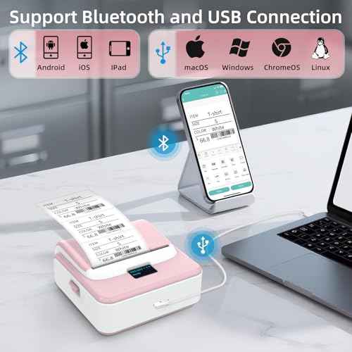 ORGSTA Label Maker Machine with Tape, T003 Thermal Label Maker, 2 Inch Bluetooth Label Printer Compatible with Phone & PC, Sticker Printer Barcode Thermal Maker for Small Business, Home, School