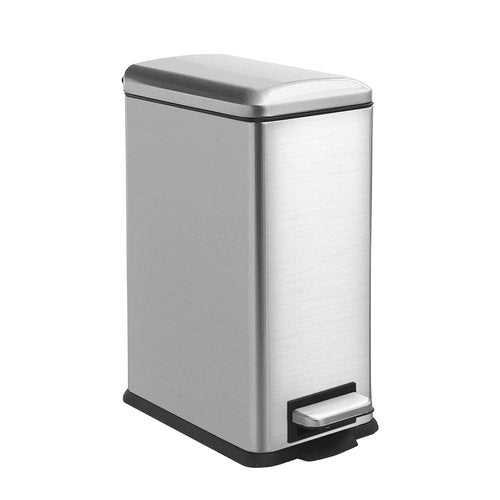 JM ·YIPENG Bathroom Trash Can, 10L/2.6 Gallon Stainless Steel Step Slim Garbage Can, Pedal Trash Bin with Removable Liner Bucket, Soft Close Lid, Rectangle Trash Bin for Office, Kitchen, Bedroom