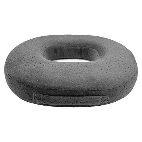 Seat Cushion Memory Foam Cushion - Donut Cushion for Relief of Haemorrhoids and Piles, Coccyx Pain, Suitable for Wheelchair, Car Seat, Office Or Outdoor (Grey)