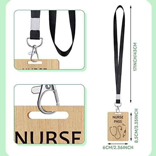 Yeaqee 12 Set Hall Pass Lanyards Restroom Pass Unbreakable Wooden Hall Passes for Office Nurse Home Library Gift Supplies(Black)
