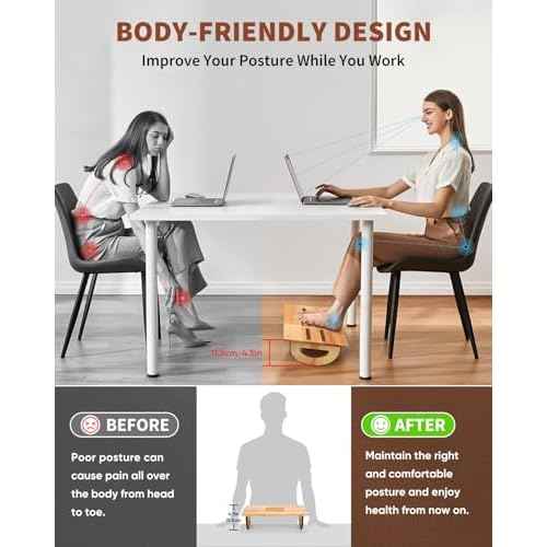 ONUEMP Foot Rest for Under Desk at Work, Wooden Small Foot Stool Footrest with Roller Massager, Ergonomic Rocking Office Footstool Desk Stool for Feet, Leg Rest Rocker Stand for Chair Computer Gaming