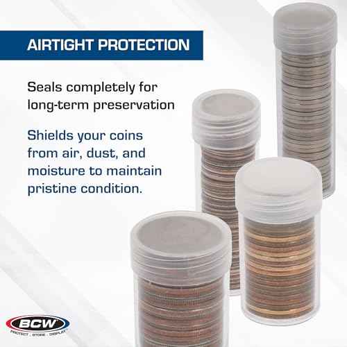 BCW Coin Tubes for US Pennies - 50ct | Holds Lincoln Penny | Durable Plastic Tube Coin Holders | Coin Collecting Supplies | Penny Coin Tubes