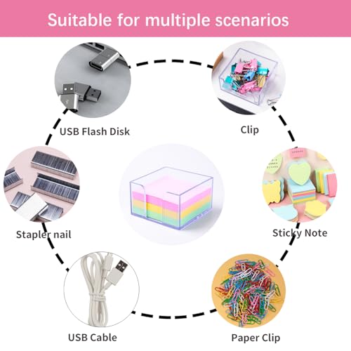 Dueecasebit 3''x3'' Clear Acrylic Sticky Notes Holder Desk Organizer Light Blue