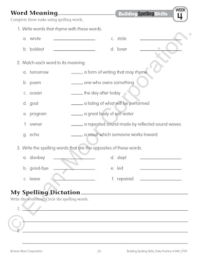 Grade 5 Building Spelling Skills Workbook for Homeschool & Classroom