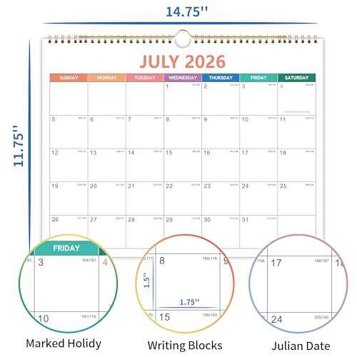 2026 Calendar - 2026 Wall Calendar from January to December 2026, Calendar 2026 with Premium Paper, Spiral Bound, 14.5'' x 11.5''