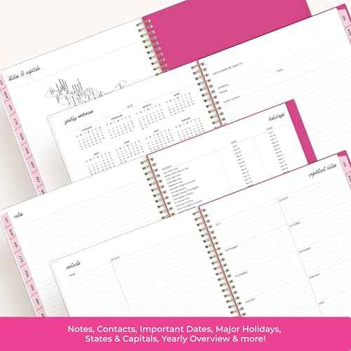 Blue Sky Color Me Courtney 2025-2026 Academic Year Weekly and Monthly Planner Calendar, July 2025 - June 2026, 12-Month, 8.5" x 11", Flexible Cover, Wirebound, Laminated Tabs, Storage Pocket, Bloom Pink