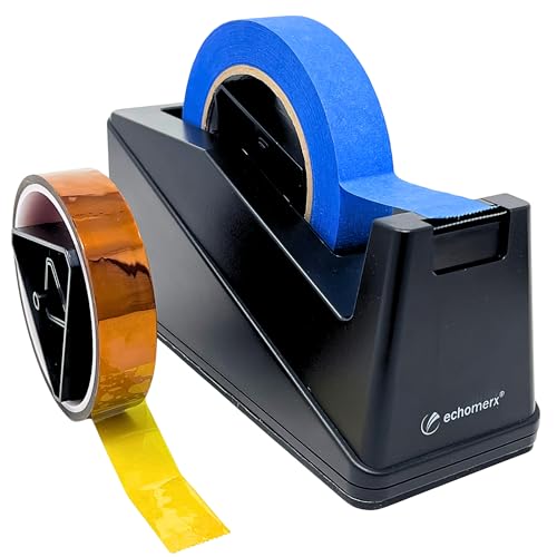 Echomerx One-Handed Desk Tape Dispenser with Weighted Non-Slip Base, 1" and 3" Core Compatibility