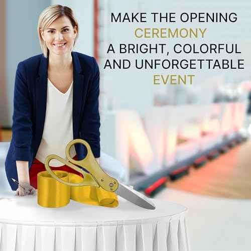 20 Inch Gold Ceremonial Ribbon Cutting Scissors ? Giant Shears Prop Big Scissors for Tape Cutting Ceremony Gold Large Shears Ribbon Trimming for Special Events Inaugurations and Ceremonies
