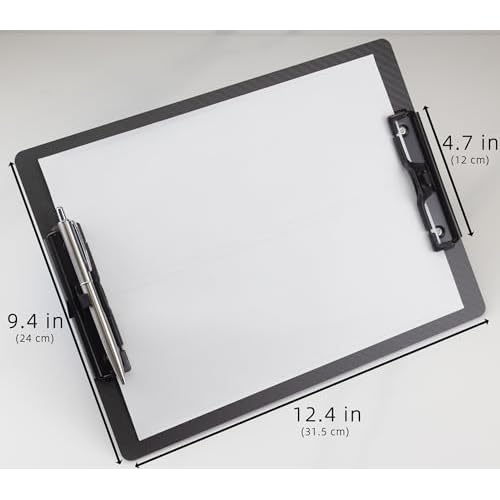 Carbon Fiber 2-Clip Clipboard with Pen Holder,Black Outdoor Double Clip Clipboard 8.5x11,3k Twill Carbon Fiber with 2 Strong Metal Clips, A4/Letter Size