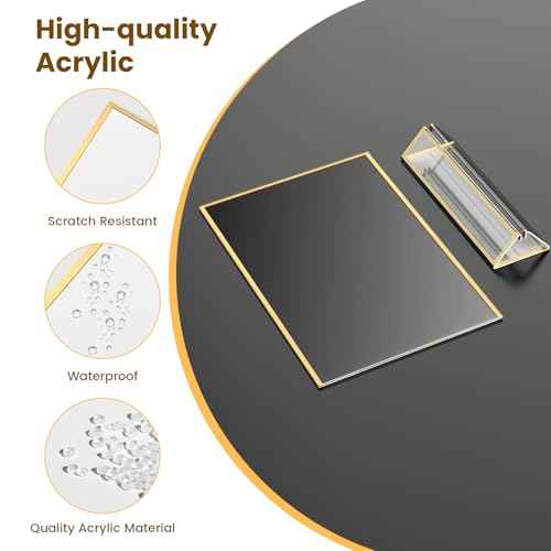 Acrylic Sign Holder 8.5X11 Gold Frames Double-Sided Gold Picture Frames for Menu Holder Wedding Table Numbers Display Stand with Removable Sticky Dots -6 Pack