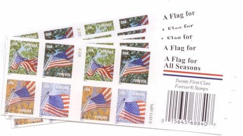 USPS Forever Flag Stamps - All Seasons Pack of 100 Self-Adhesive First-Class Mail
