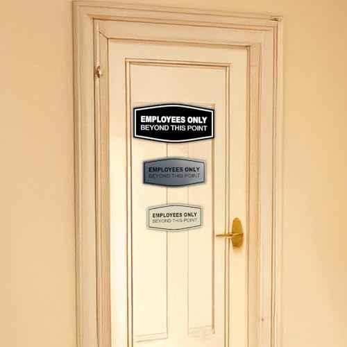 All Quality Fancy Employees Only Beyond This Point Wall or Door Sign - Easy to Install | (Black) - Medium 5 Pack