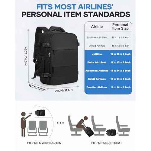 Vacuum Backpack Travel with Pump,Travel Backpack with Vacuum System, Shoe Compartment, United Airlines Personal Item Bag 17x10x9,Mochila compresion al vacio,Black