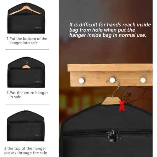 JUGREAT Fireproof Hanger Diversion Safe Bag with Lock, Hanger Safe for Valuables, Secret Safe Under Clothes with Compartment to Hide Items for Home or Travel Safe-2 Pack