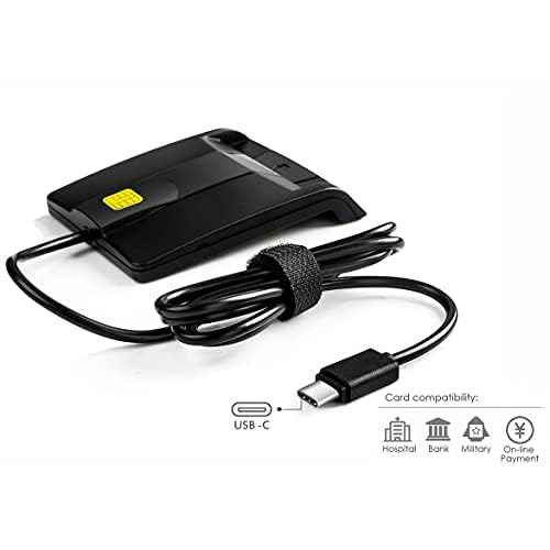 SAICOO Type C Smart Card Reader DOD Military USB-C Common Access CAC Card Reader, Compatible with Windows (32/64bit) XP/Vista/ 7/8/10, Mac OS X