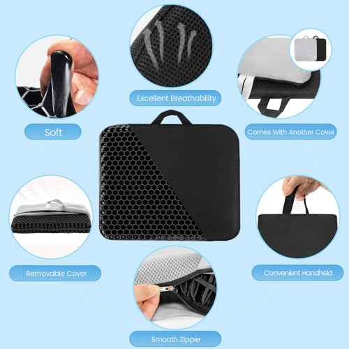 Thickened Gel Seat Cushion for Long Sitting - Back, Hip, Tailbone Pain Relief Cushion - Gel Seat Cushion for Office Chair, Cars - Egg Seat Gel Cushion for Wheelchair Pressure Relief