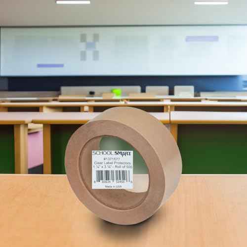 School Smart Vinyl Label Protectors, Round Corner Rectangle, 1-1/4 x 3-1/8 Inches, Clear, Pack of 500 - 1371577